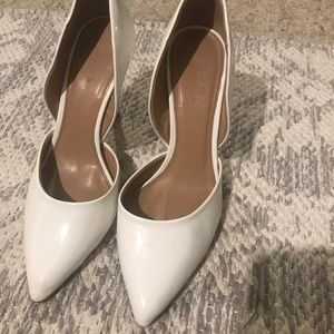 White pleather heels